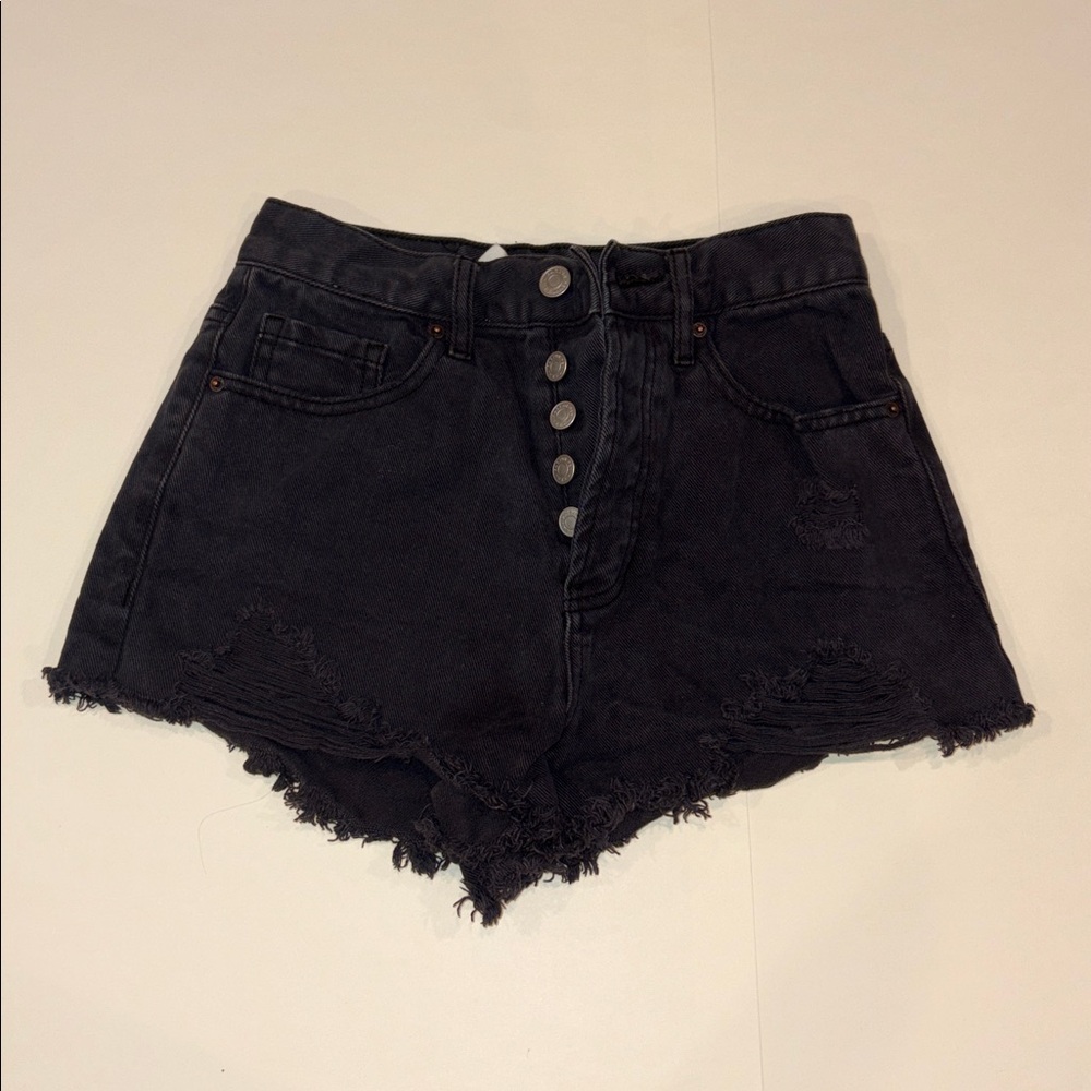 PacSun Dark Denim Distressed Jean Shorts